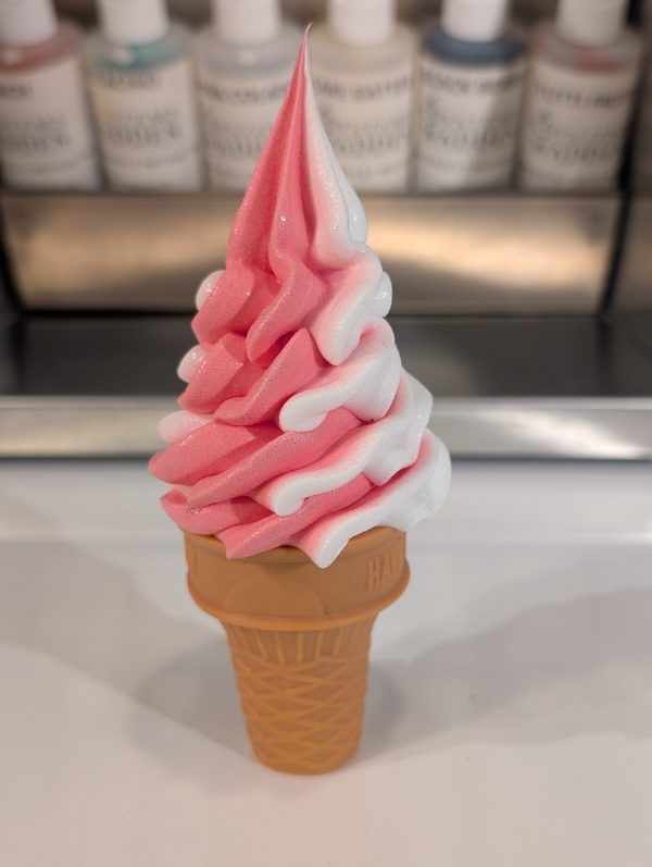 Pink & White Ice cream Foam Self standing cone